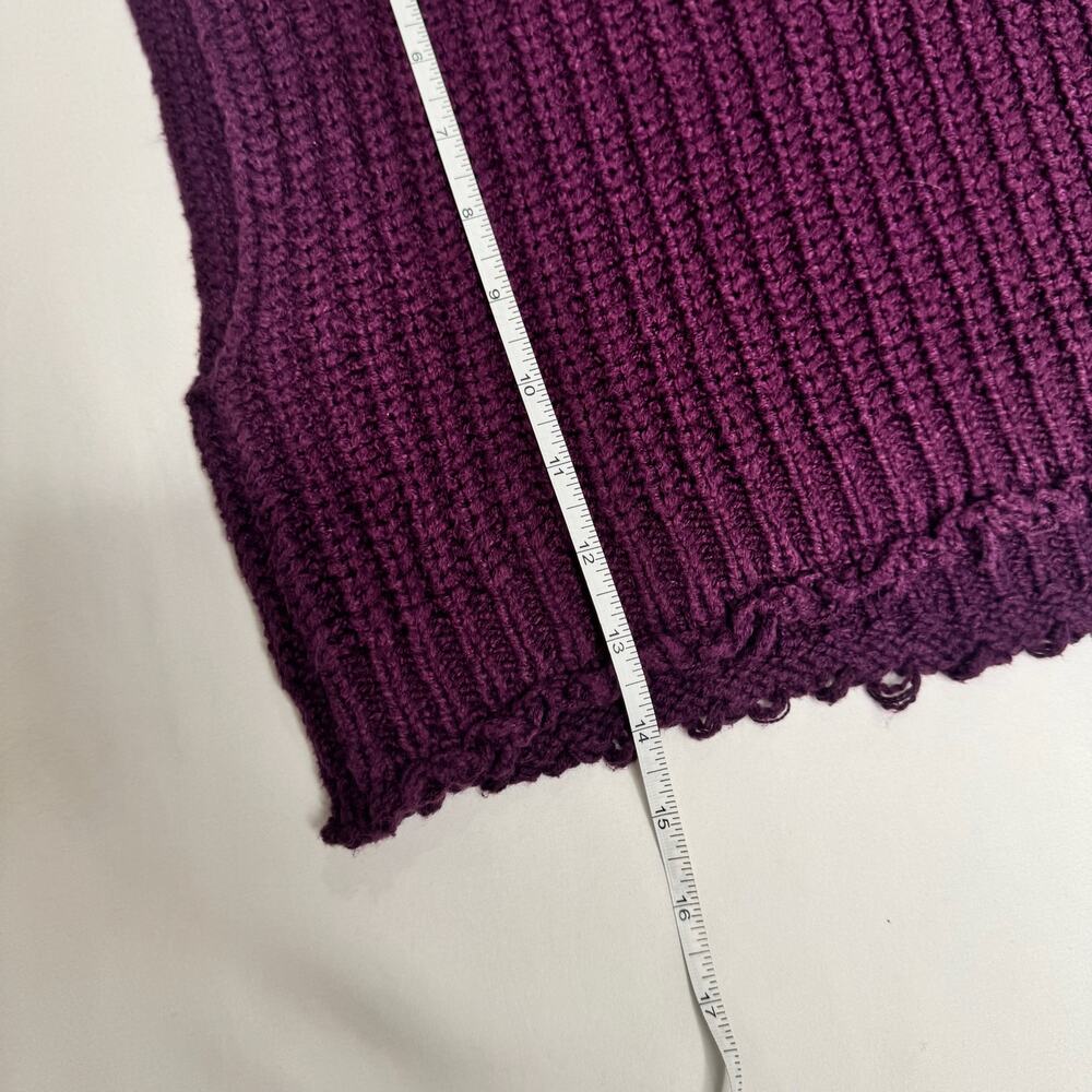 Free People Hunny Bunny Crop Sweater Women’s Large Purple Boho Dark Feminine - Picture 14 of 15